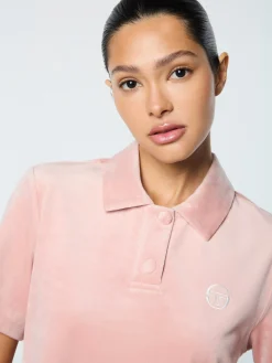 Adele Velour Polo- Pale Mauve