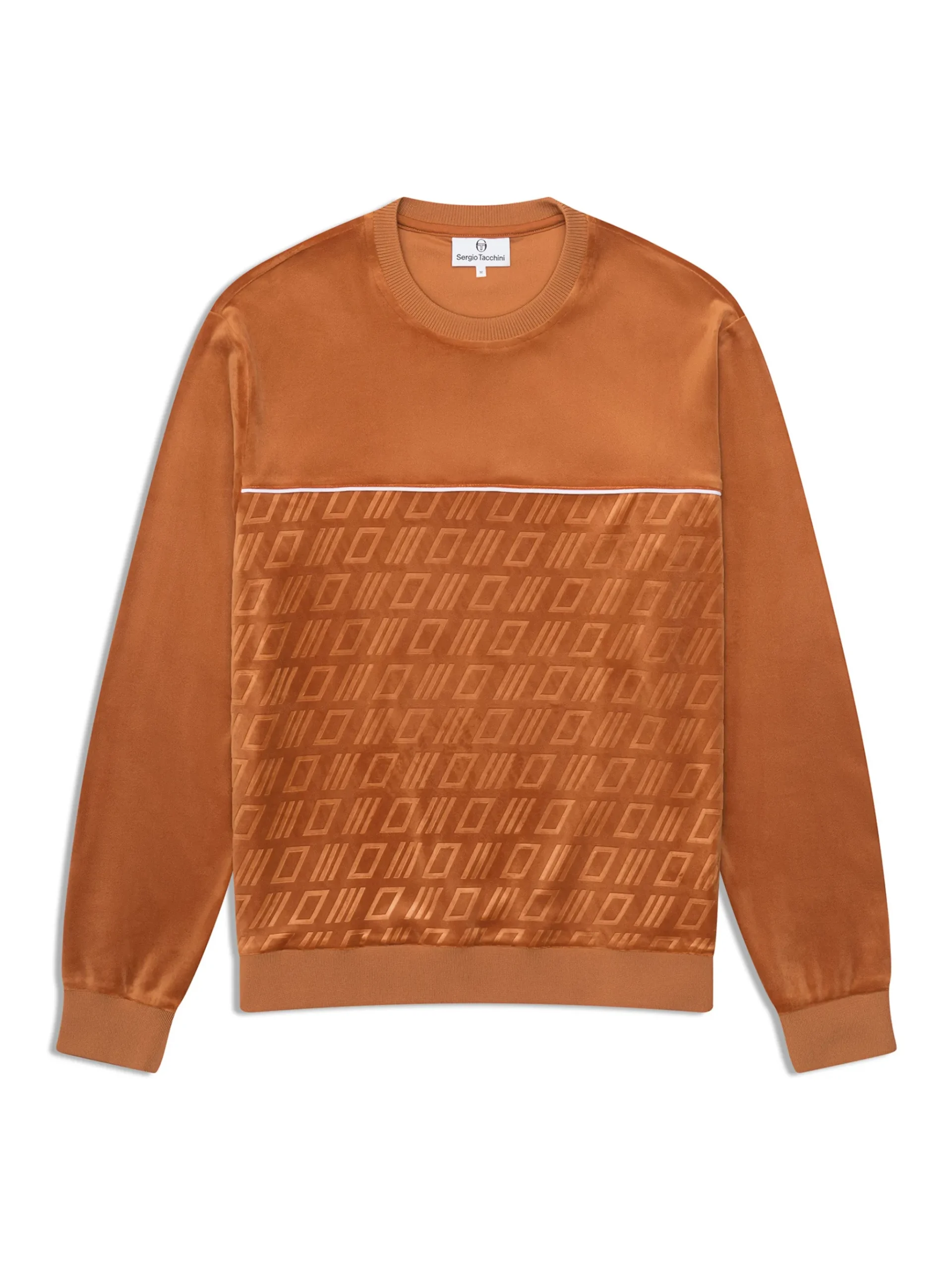 Bandiera Debossed Velour Crewneck-Sugar Almond