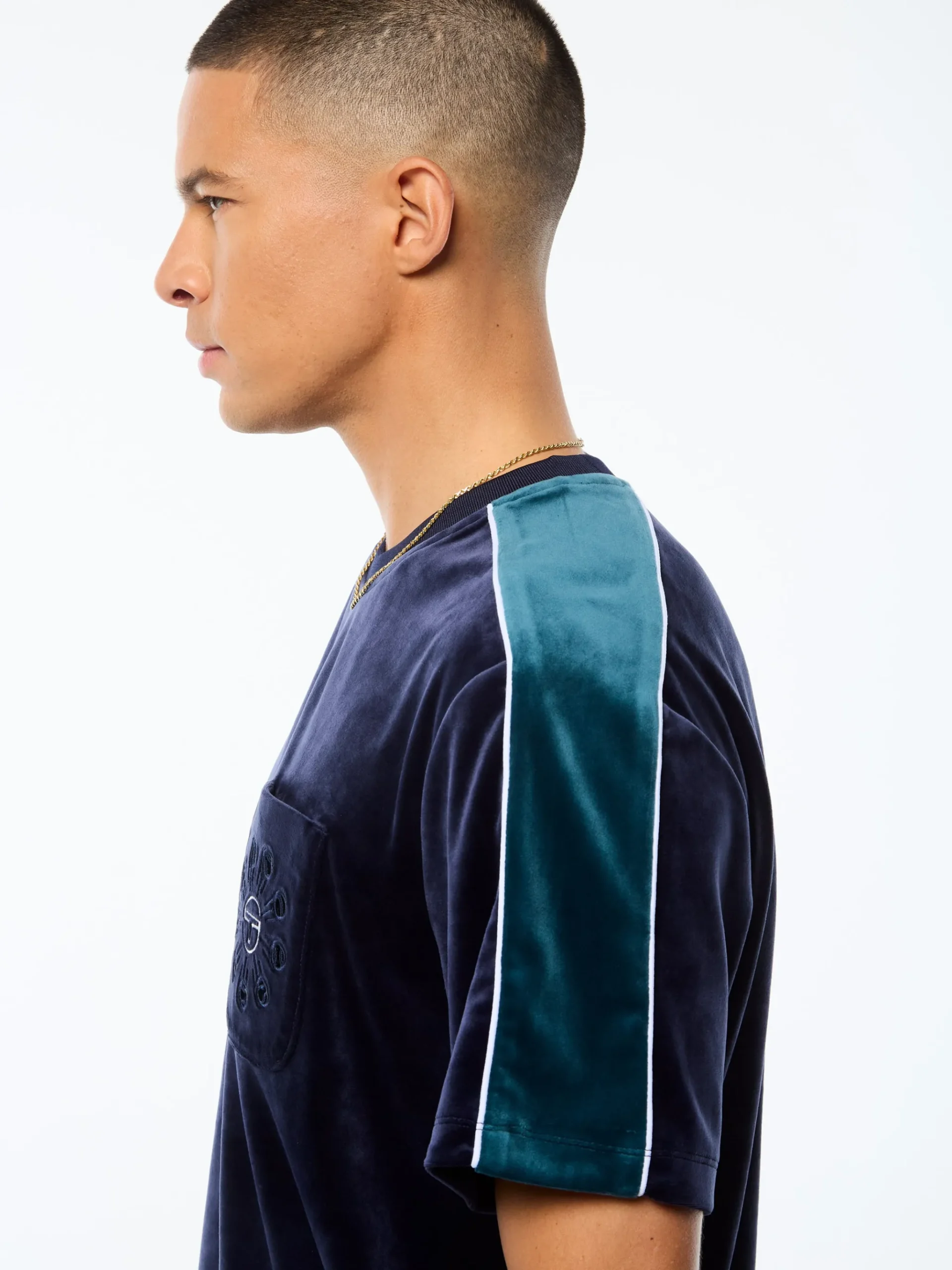 Cresta Velour Pocket T-Shirt-Maritime Blue