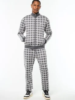 Damarindo Check Track Jacket- Quiet Grey