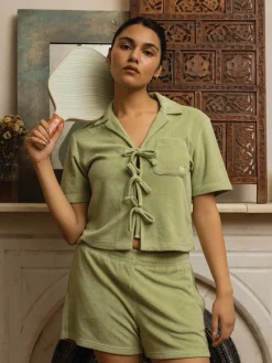 Edda Cropped Shirt- Reseda