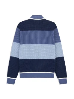 Enzo Striped Track Jacket- Faded Denim