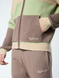 Enzo Striped Track Jacket- Taupe Grey