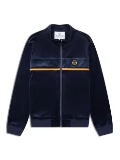 Forato Velour Track Jacket-Maritime Blue