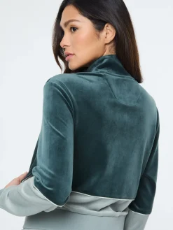 Lina Velour Track Jacket- Green Gables