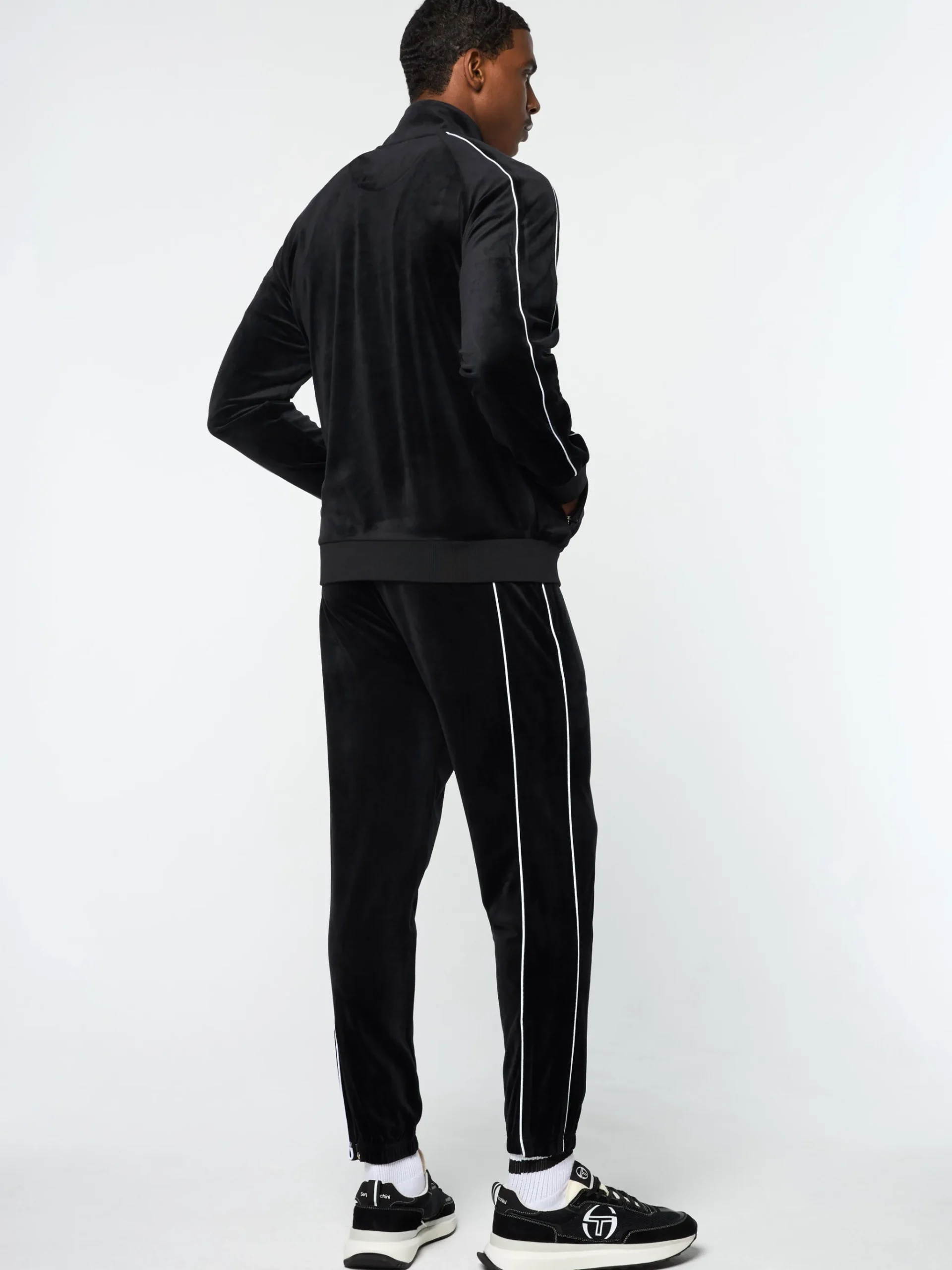 Lioni Velour Track Jacket- Black Beauty