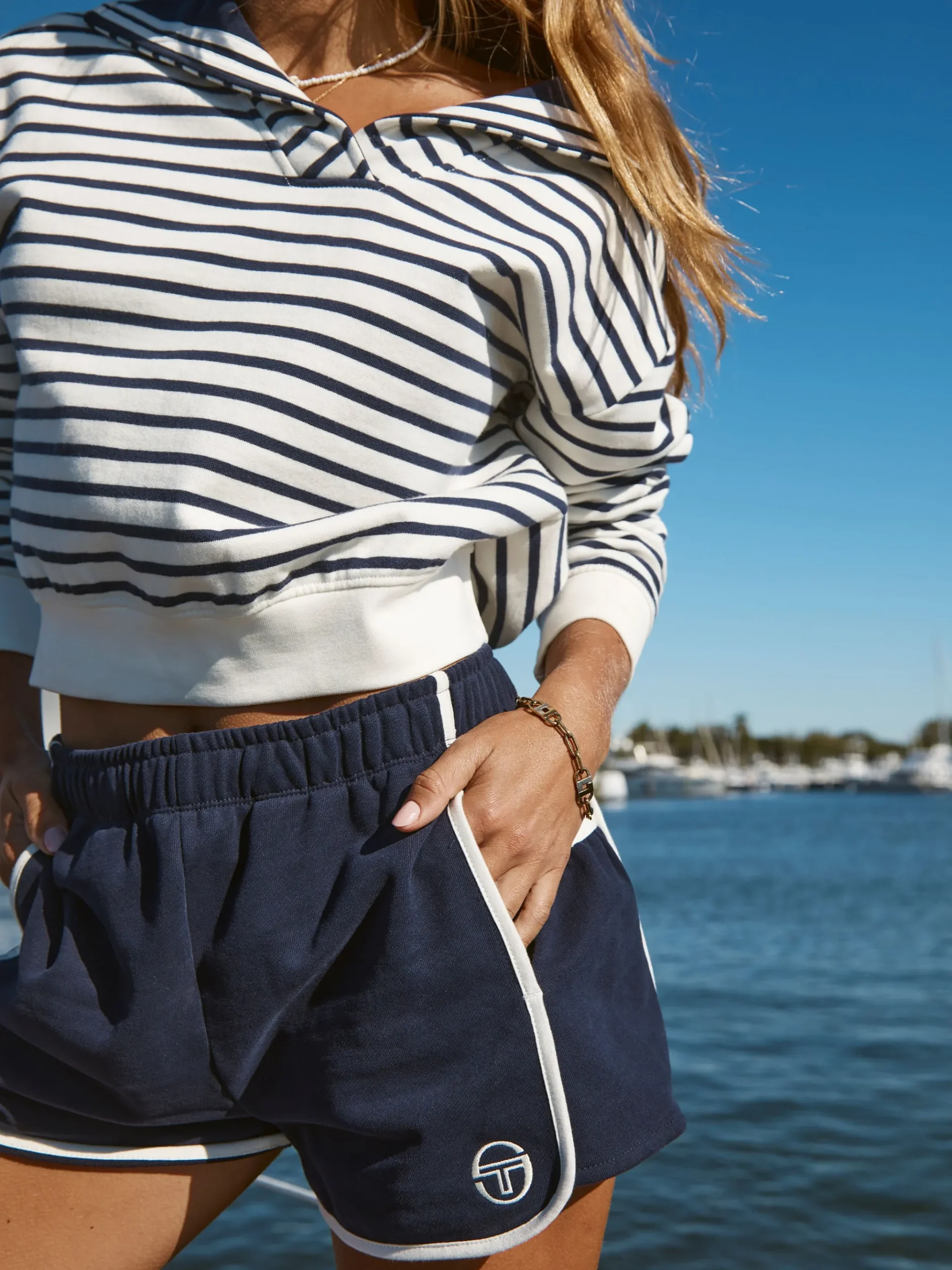Marina Sailor Collar Sweatshirt- Gardenia