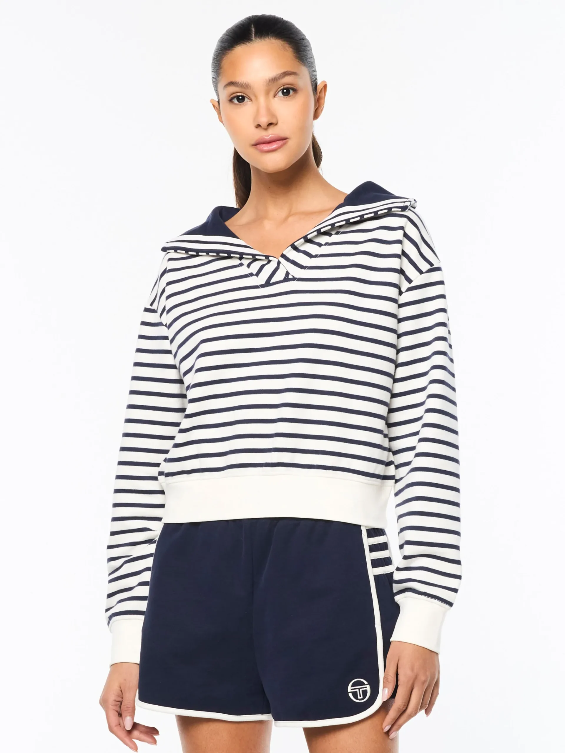 Marina Sailor Collar Sweatshirt- Gardenia