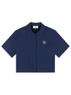 Mia Cropped Shirt- Maritime Blue