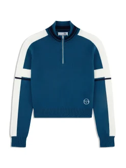 Nota Knit Quarter Zip- Mykonos Blue