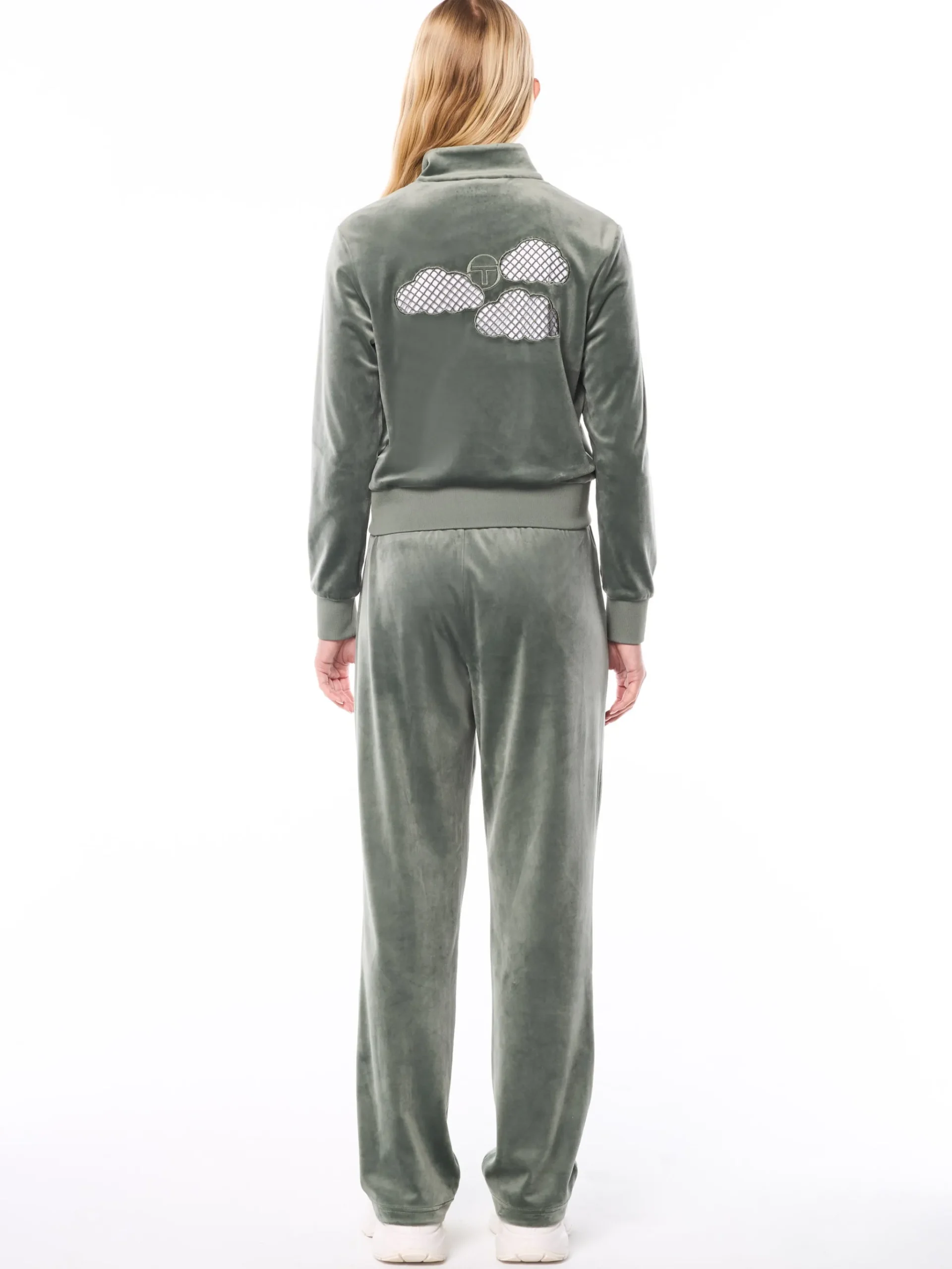 Nuvola Velour Track Jacket-Agave Green