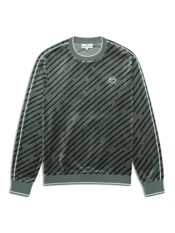 Obliquo Velour Crewneck-Agave Green
