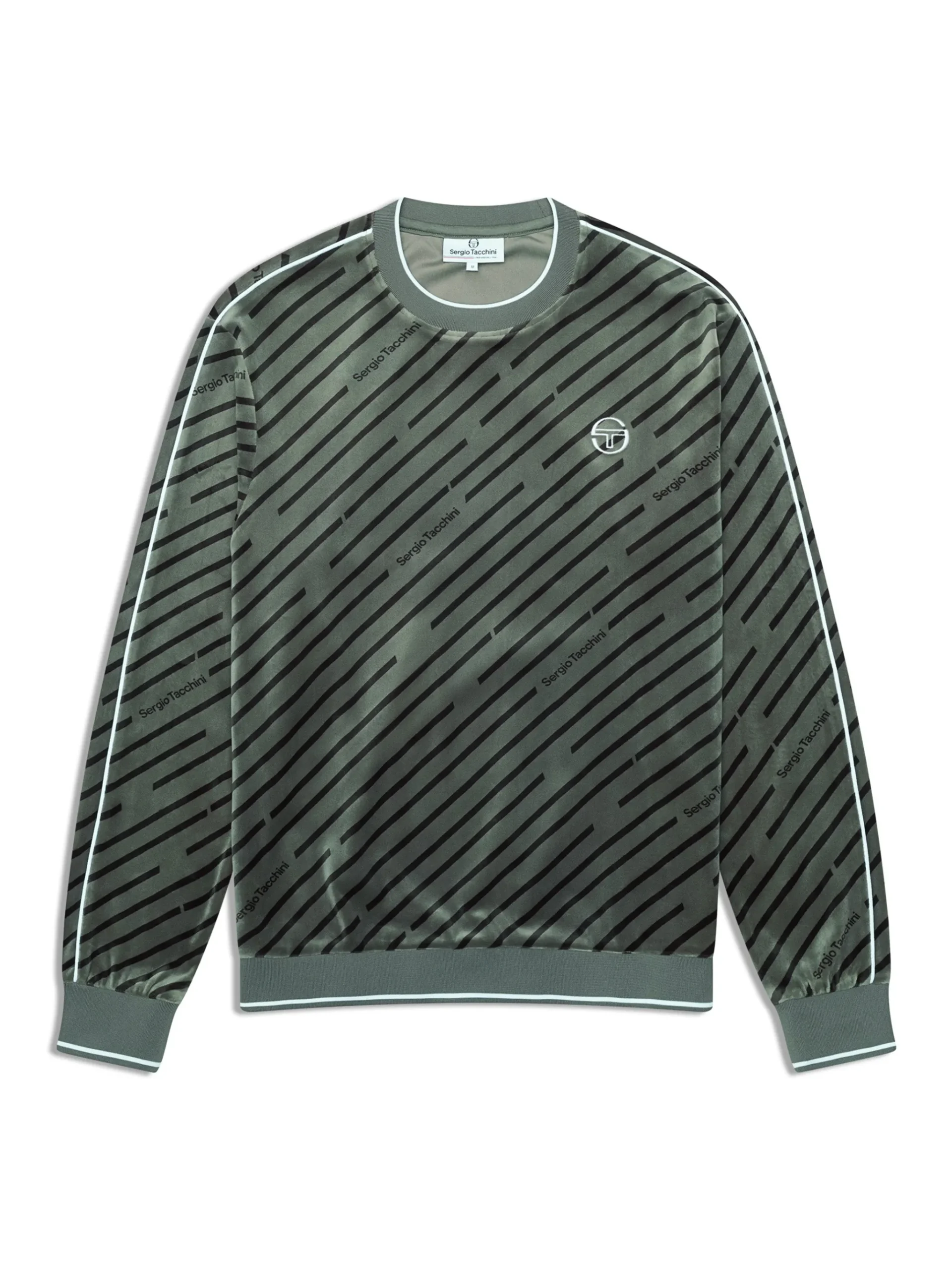 Obliquo Velour Crewneck-Agave Green