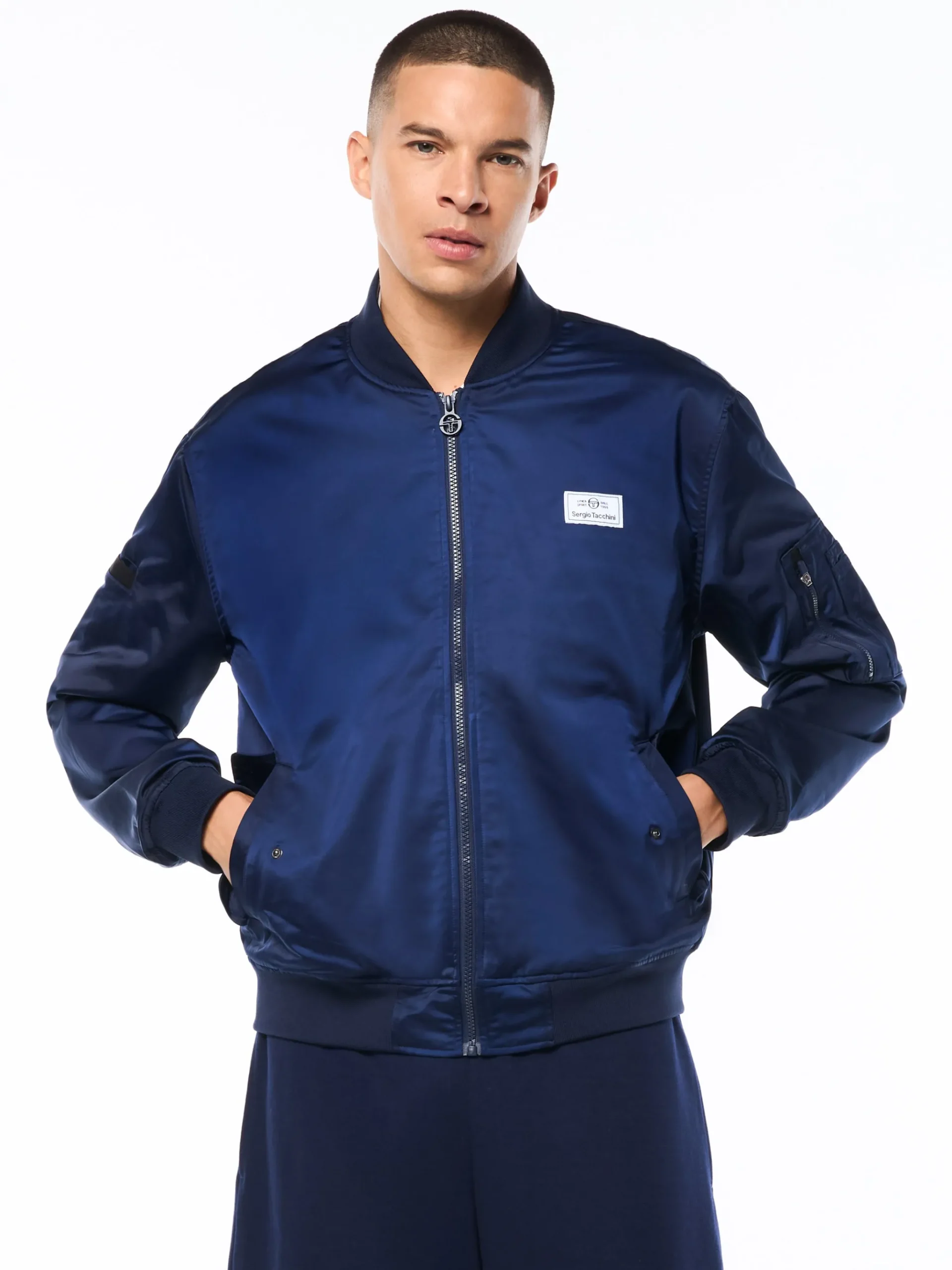 Piano Bomber Jacket-Maritime Blue