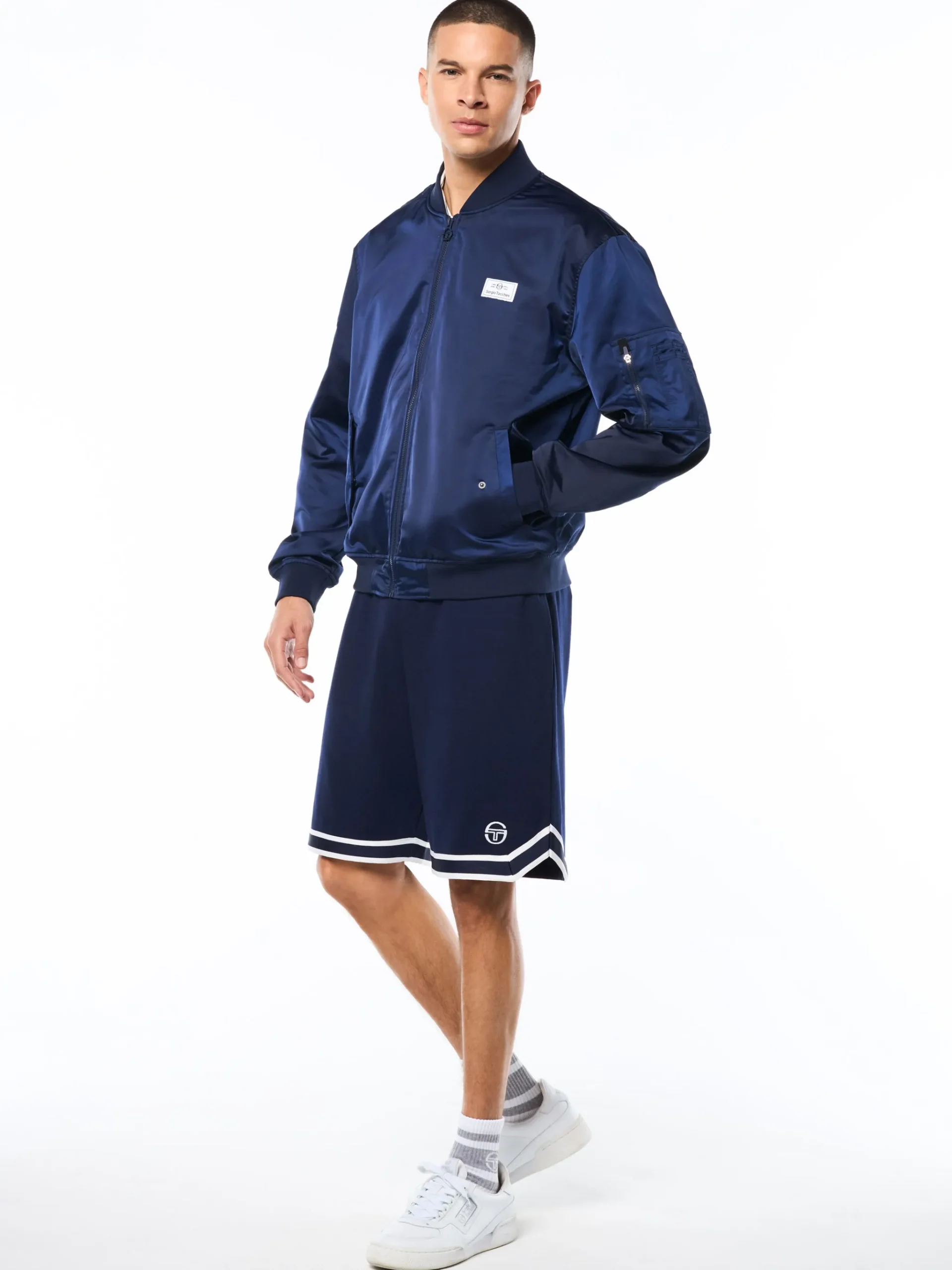 Piano Bomber Jacket-Maritime Blue