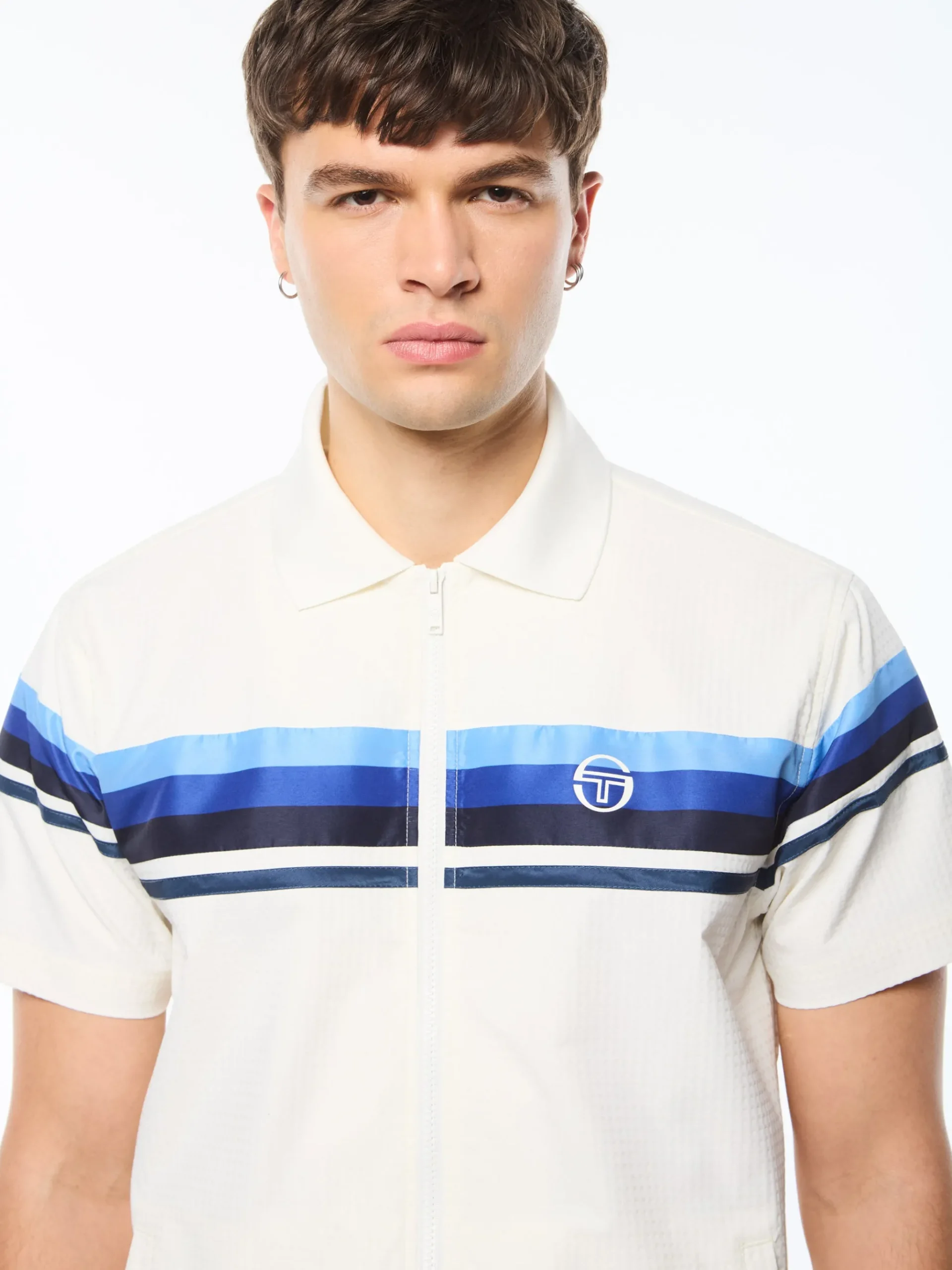 Striscia Short Sleeve Track Jacket-Gardenia