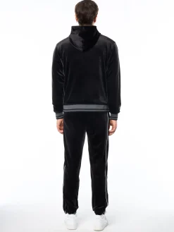 Viaggioa Reversible Velour Track Jacket-Black Beauty
